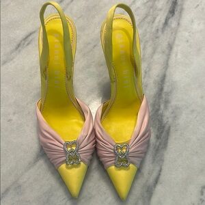 Gianni Bini Yellow and Pink Slingback Heels